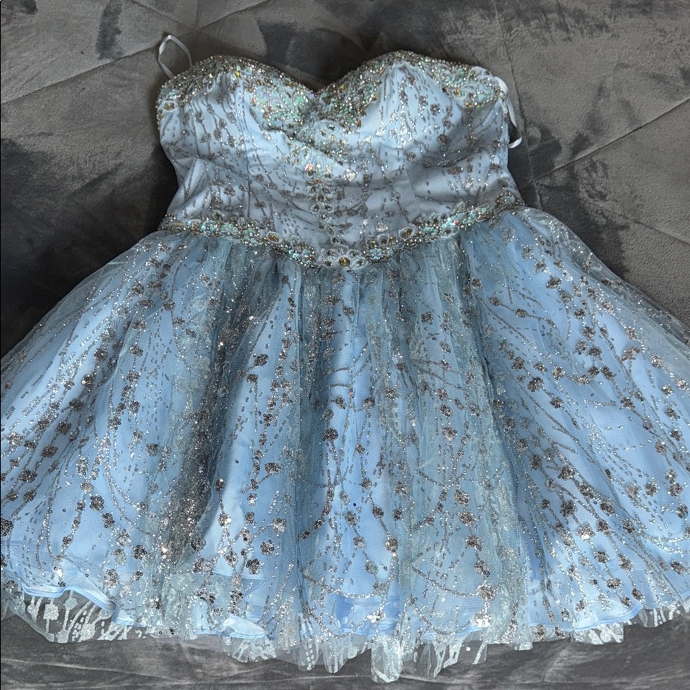 Sparkling light/baby blue hand made excellent condition size 12.
